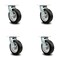 Service Caster 6 Inch Rubber on Aluminum Caster Set with Roller Bearing and Swivel Lock SCC SCC-30CS620-RAR-BSL-4 - alternate 1